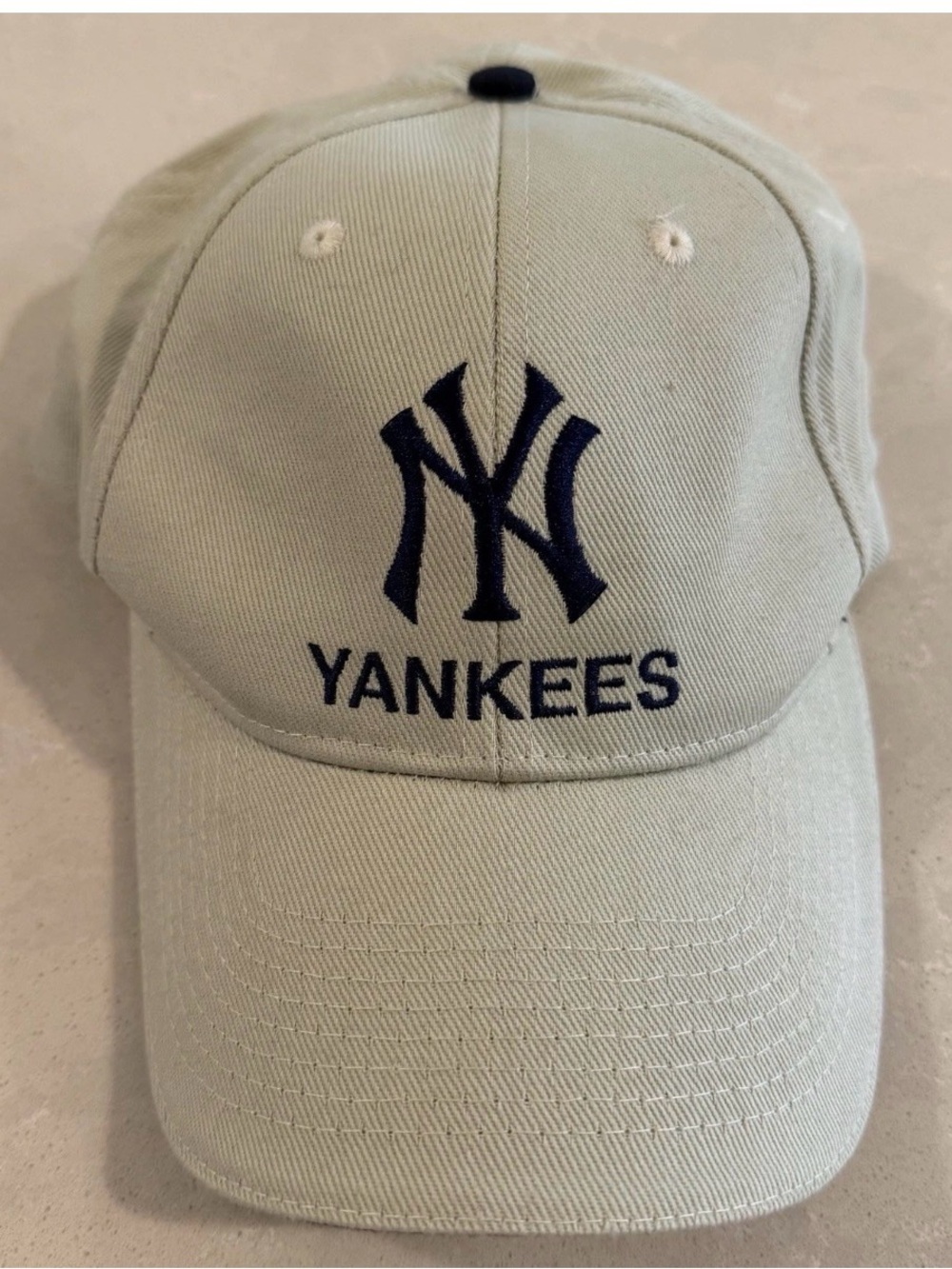 Vtg 90s MLB New York Yankees Baseball Hat Cap  Khaki Blue